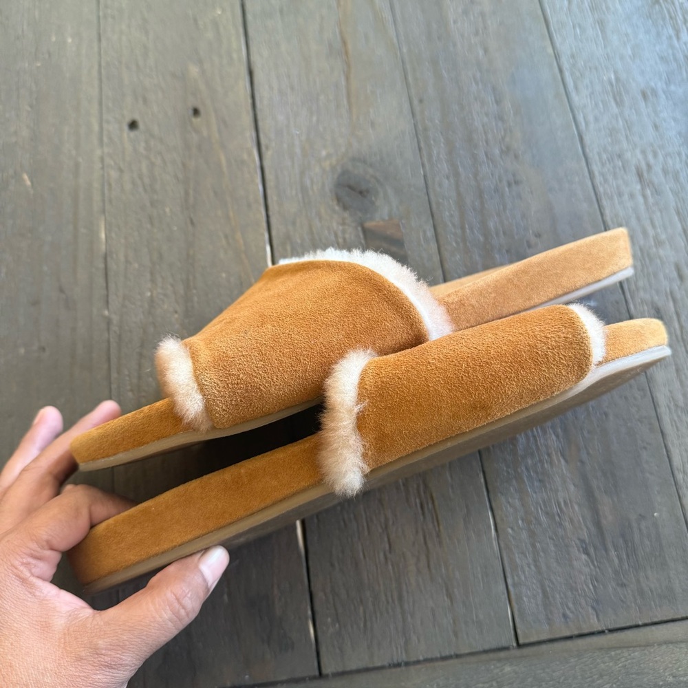 Beek Gallito Shearling Sandals Carmel Color Suede Slide Women’s Size 9 - Picture 14 of 14
